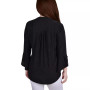 Petite 3/4 Sleeve Overlapped Bell Sleeve Y-neck Top