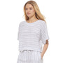 Women's Striped Dolman Elbow-Sleeve Cropped Top