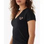 Women's Short Sleeve Arched Logo Slim V-neck T-shirt