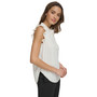 Women's Pinstripe Sleeveless Ruffle-Trim Top