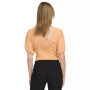 Women's Drawstring-Ruched Puffed-Sleeve Top