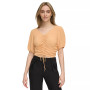 Women's Drawstring-Ruched Puffed-Sleeve Top