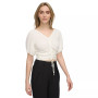 Women's Drawstring-Ruched Puffed-Sleeve Top