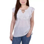 Petite Sleeveless Flutter Yoke Blouse