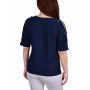 Petite Short Sleeve Honeycomb Textured Grommet Top