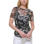 Women's Ruched-Side Sheer Mesh Top
