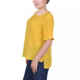 Petite Size Short Sleeve Crepe and Chiffon Top