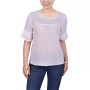Petite Size Short Sleeve Crepe and Chiffon Top