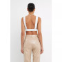Women's Elastic Band Open Back Crop Top