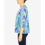 Petite Moody Blues 3/4 Sleeve Ikat Chevron Printed Top
