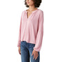 Women's Sandwash Button-Up Split-Neck Top