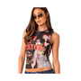 Women's City Girl Print Sleeveless Tshirt With Back Cut Out