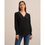 V Neck Buttton Wrapped Silk Blouse for Women