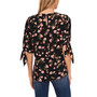 Women's Coastal Floral-Print Elbow Tie-Sleeve Blouse
