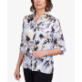 Petite Classics Blotted Watercolor Floral Button Down Top