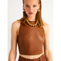 Women's Pleated Pleather Crop Top