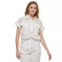 Textured Cotton Pullover Camp Shirt