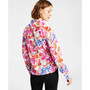 Women's Cotton Leaf-Print Roll-Tab Shirt