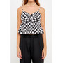 Women's Knotted Checker Print Top