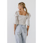 Women's Smocked Sleeved Puff Sleeve Ruffled Top