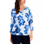 Leaf-Print Henley Top, Created for Macy's