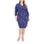 Plus Size Floral-Print Faux-Wrap O-Ring Knit Dress