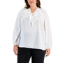 Plus Size Ruffled Tie-Neck Blouse