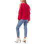 Women's Ruffle Pleat Cold Shoulder Long Sleeve Blouse