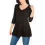 Women's Three Quarter Sleeve V-neck Tunic Top