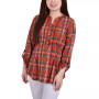Petite Plaid Y Neck Top
