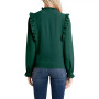Women's Long Sleeve Ruffled Tie-Neck Blouse