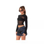 Women's Azal Half Ribbed Mesh Top