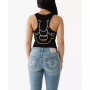 Women's Triple Horseshoe Cropped Henley Tank