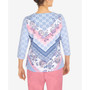 Women's Scroll Chevron 3/4 Sleeve Top