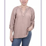 Petite Raglan Sleeve Split Neck Blouse