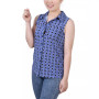 Petite Sleeveless Notch Collar Button Front Blouse