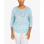 Petite Classics Floral Jacquard Butterfly Knit Top with Necklace