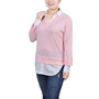 Petite Long Sleeve Two-Fer Top
