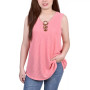 Petite Size Sleeveless Ribbed Top with Triple Rings