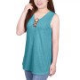 Petite Size Sleeveless Ribbed Top with Triple Rings