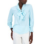 Women's Chiffon Smocked-Cuff Bow Blouse