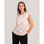 Basic Cap Sleeves Silk Tee For Women