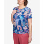 Petite Scenic Drive Mosaic Parrot Drawstring Hem Top