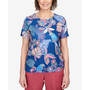 Petite Scenic Drive Mosaic Parrot Drawstring Hem Top