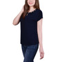 Petite Size Short Sleeve Grommet Top with Keyhole