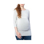 3/4 Sleeve Grey and White Stripe Maternity Top