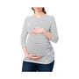 3/4 Sleeve Black and White Stripe Maternity Top
