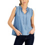 Women's Split-Neckline Chambray Shirt