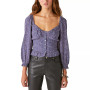 Women's Floral-Print Smocked Button-Front Top