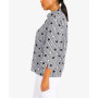 Petite Classics Dot Stripe 3/4 Sleeve Button Down Top